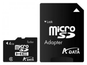 A-Data Micro Secure Digital 04 Gb Class 6 + adapter