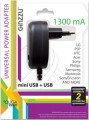 Сетевой адаптер Ginzzu GA-3108UB с кабелем mini-USB, 1.3A, 5V, 1xUSB
